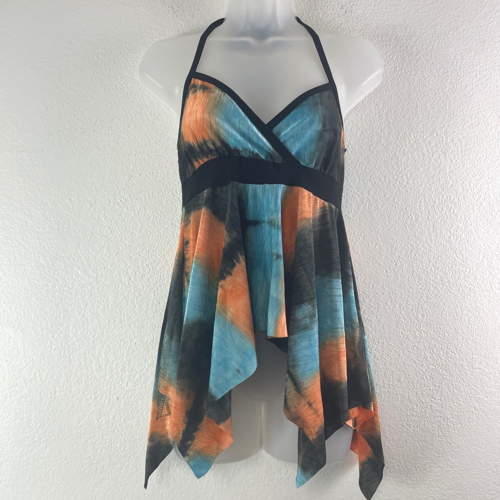 Yakubo‎ Halter Handkerchief Hem Top M Y2K Fairycore Boho Colorful Asymmetrical